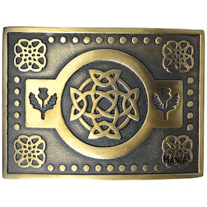 Scottish Kilt Belt Buckles Celtic Thistle Antique - Kilts Belt Buckle For Men - Highland Celtic Knot Black Buckles - Made of Pewter