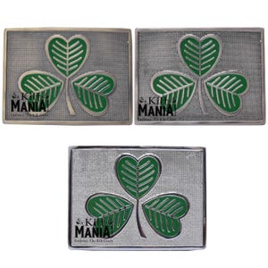 Elegant Irish Shamrock Kilt Belt Buckle with Green Enamel – Premium Handcrafted Pewter Celtic Accessory for Men, Ideal for Irish Pride