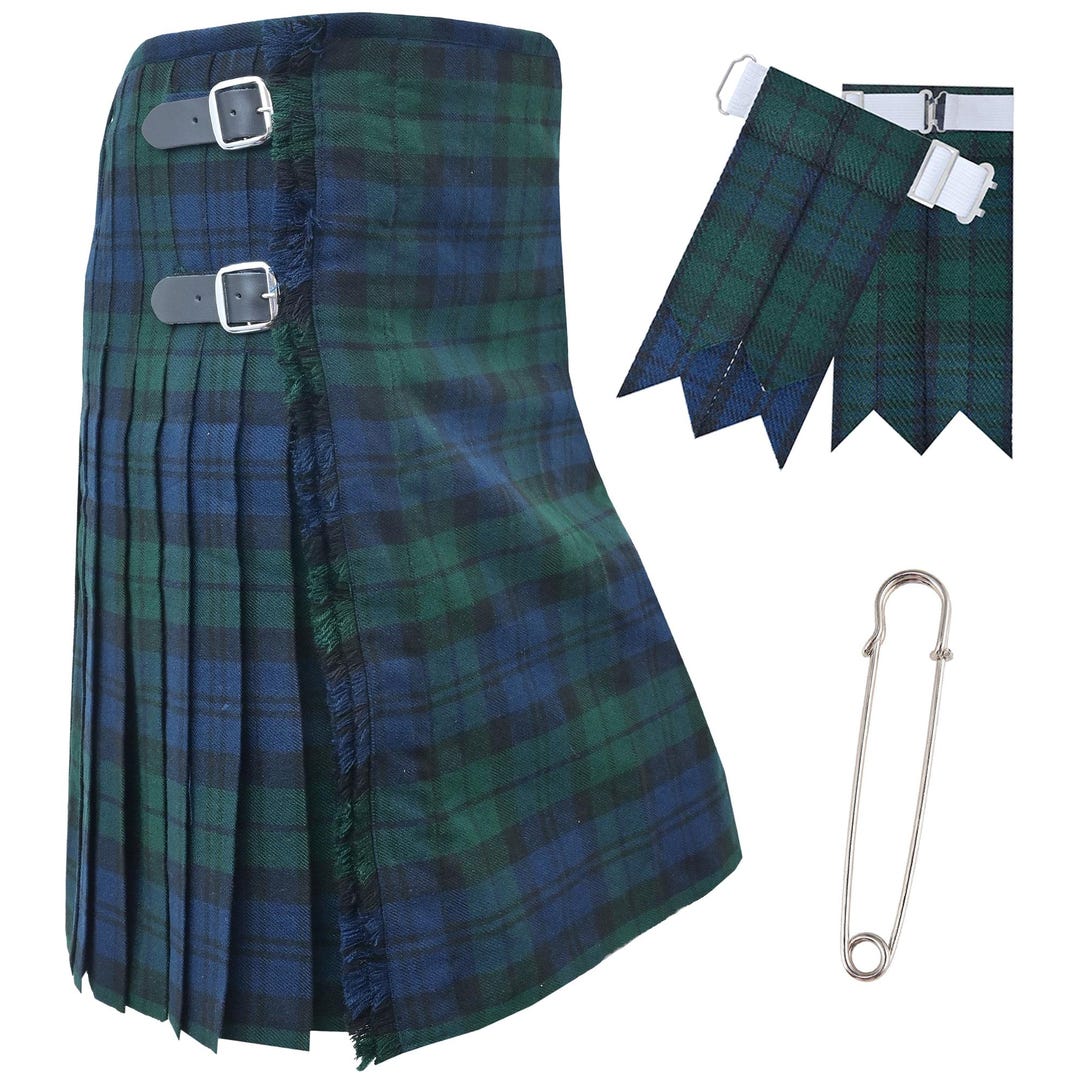 Kilt scozzese da uomo, tradizionale Irish Pride Tartan Kilt – 5 metri di lana acrilica da 453,6 g con cinghie in pelle, flash da kilt e spilla da kilt, Orgoglio irlandese, Belly