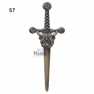 Traditional Scottish Kilt Pin Antique Finish - Celtic Knot & Thistle Designs Pins -Scottish Designs Tartan Kilt Pin - Wedding Kilt Accessory Design :57