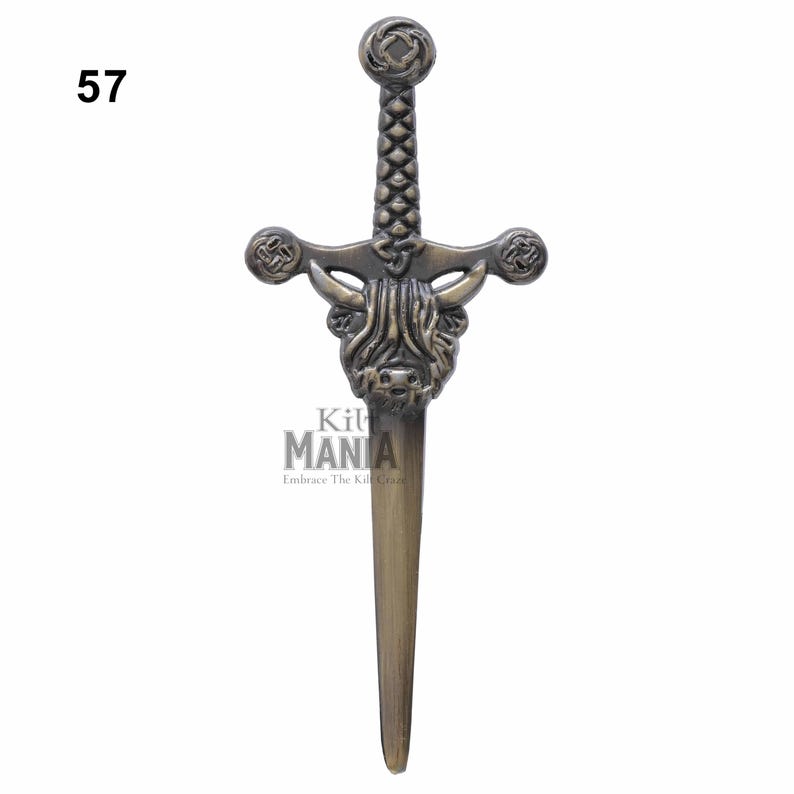 Traditional Scottish Kilt Pin Antique Finish - Celtic Knot & Thistle Designs Pins -Scottish Designs Tartan Kilt Pin - Wedding Kilt Accessory Design :57