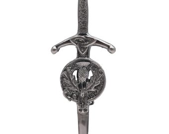 Scottish Kilt Pin for Men – Deluxe Celtic Sword Thistle Kilt Pins Design, Handcrafted Clan Badge, Perfect for Highland Dress