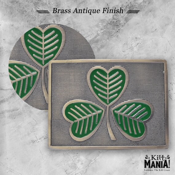 Fibbia Cintura Kilt Celtica Uomo HM Cardo – Finitura Antica In Ottone – Nuova Con Etichetta - Foto 2