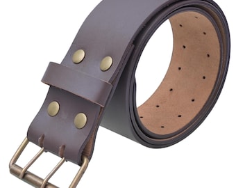 Men's Premium Leather Utility Kilt Belts with Double Prong Buckle - Adjustable, Classic Wide Genuine Leather Kilt Accessories