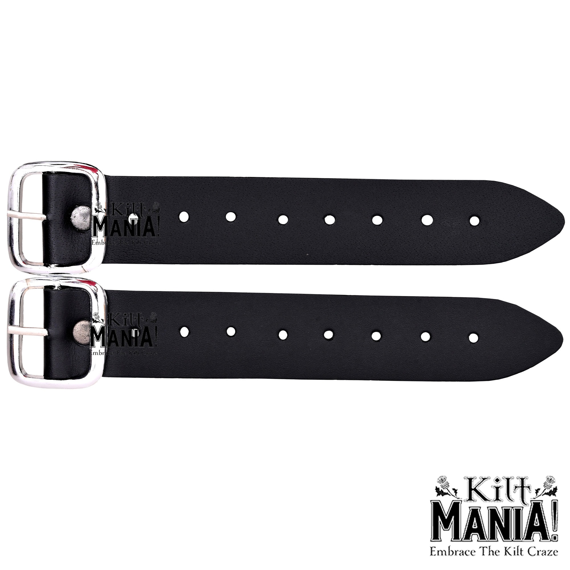 Set 3 Cinturini Estensione Per Kilt Uomo In Pelle Nera 100% - Larghezza 3,2 Cm, Fibbia Argento, Regolabili Fino A 12,7 Cm - Accessorio Tradizionale Scozzese