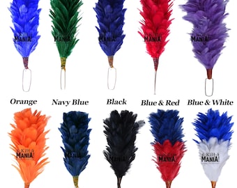 Glengarry Cap with Plume Feather Hackle - 6&quot; Balmoral Bonnet for Traditional Highland Wear - Military Army Hackles in Various Colours