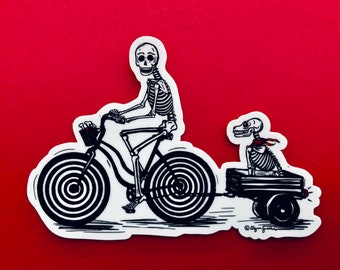 skeleton and dog sticker