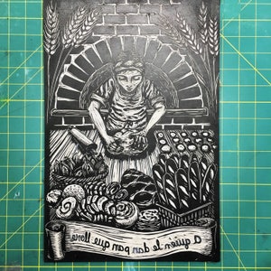 Baker linocut print image 4