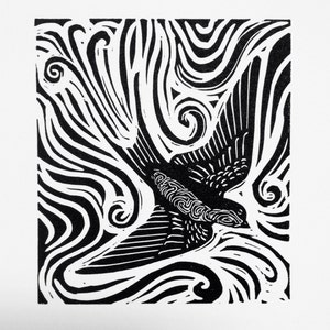 Swallow - golondrina linocut print