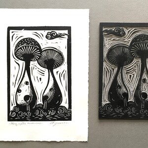 King Oyster mushroom dwellings block print image 2