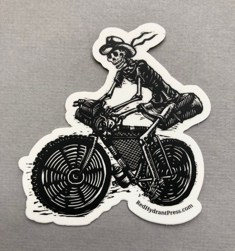 Skeleton biker sticker image 2