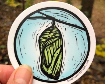 Chrysalis monarch butterfly sticker