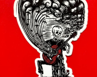 Guitar skeleton sticker
