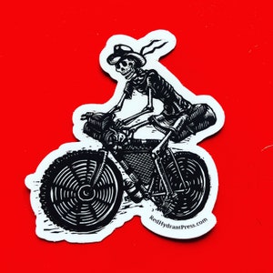 Skeleton biker sticker image 1