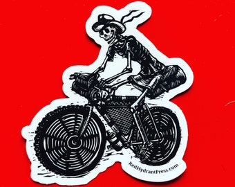 Skeleton biker sticker