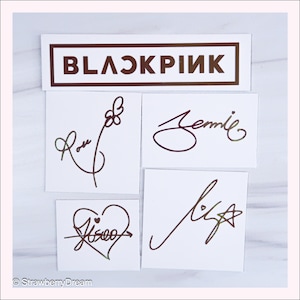 Stickers rose noir | Logo et signature | Autocollant en vinyle | Clignote | Jennie | Lisa | roses | Jisoo