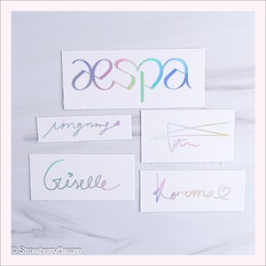 Stickers Aespa | Logo et signature | Autocollant en vinyle | K-pop | Karine | Hiver | Ningning | Giselle | SM
