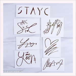 Stickers Stayc | Logo et signature | Autocollant en vinyle | AVEC | Sieun | Seeun | Sumin | J | Isa | Yoon | Cadeau K-pop