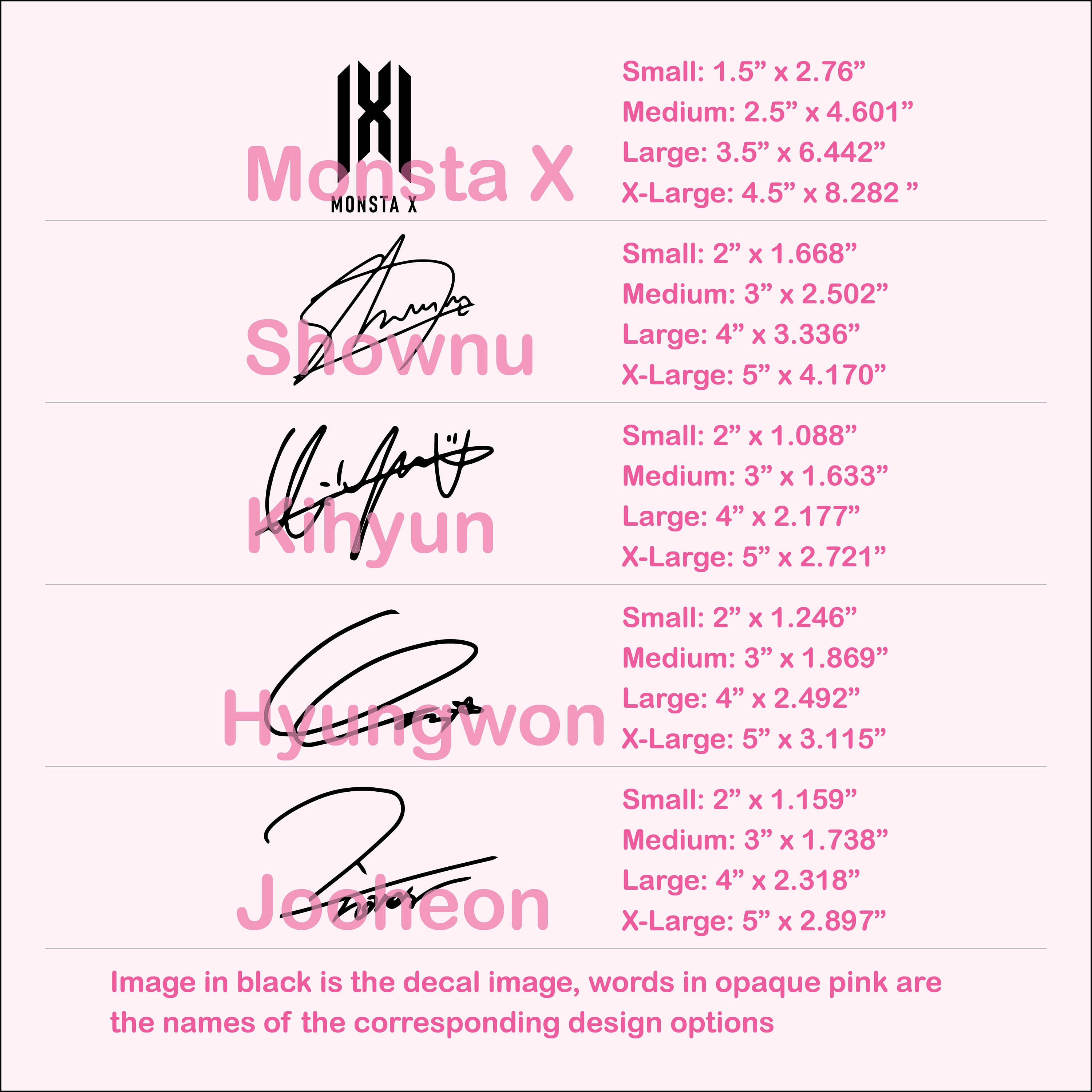 Monsta X Decals | Logo and Signature | Vinyl Lightstick