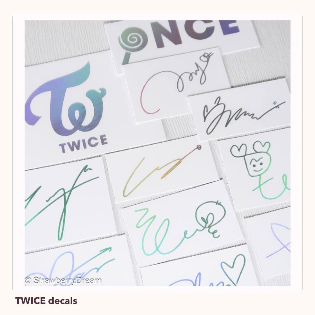 TWICE Vinyl Decals | Logo and Member Signature Stickers | ONCE