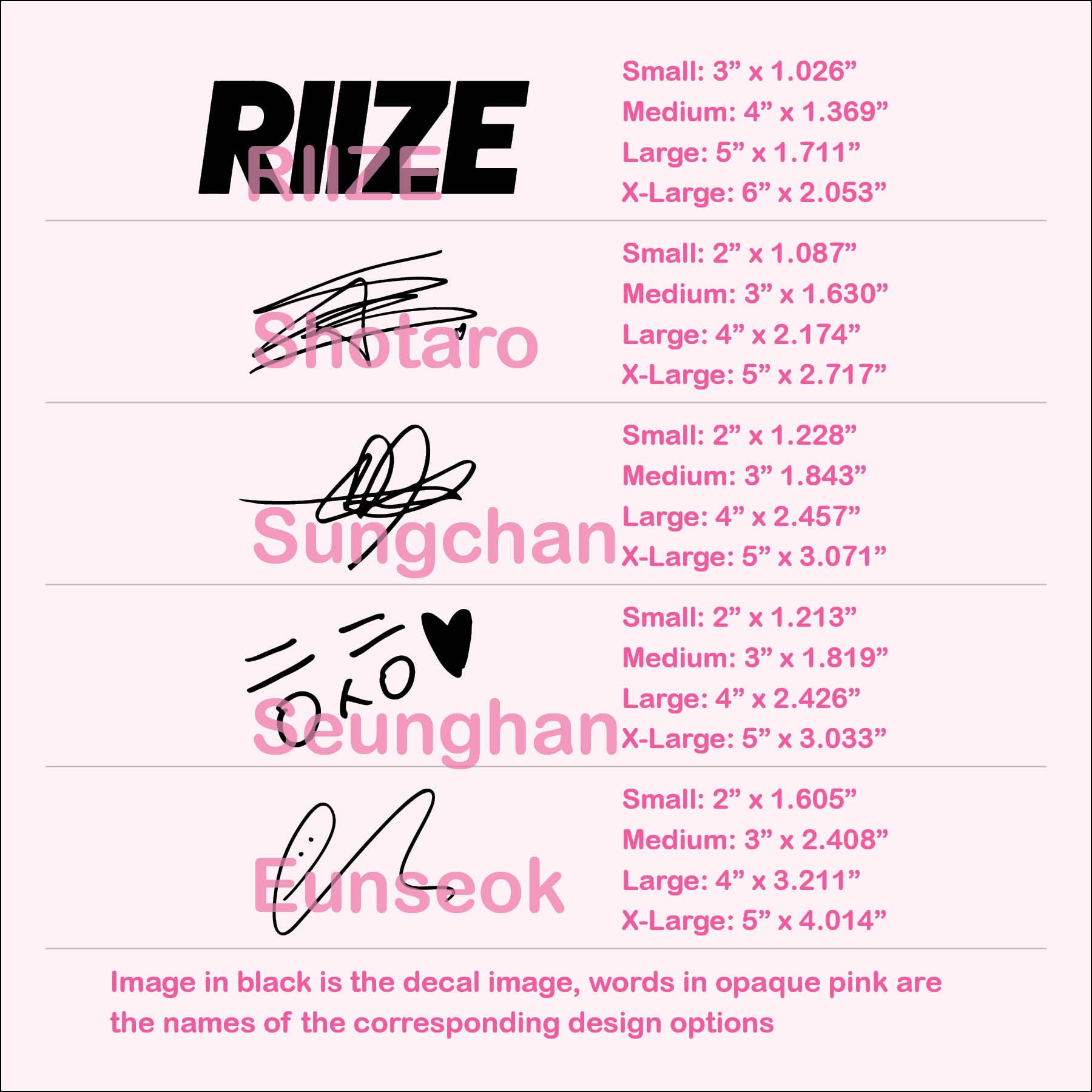 RIIZE サイン ショウタロウ RIIZE デカール | ロゴとサイン | ビニールステッカー | ソンチャン