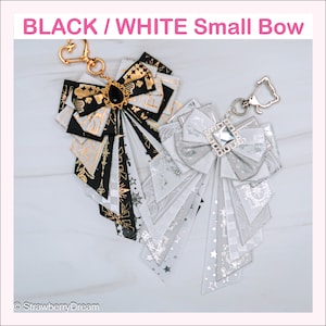Fiocco Lightstick NERO / BIANCO piccolo / Anime Ita Bag Deco / Decorazione Kpop / Portachiavi per borsa / Fiocco con nastro da concerto / Papillon