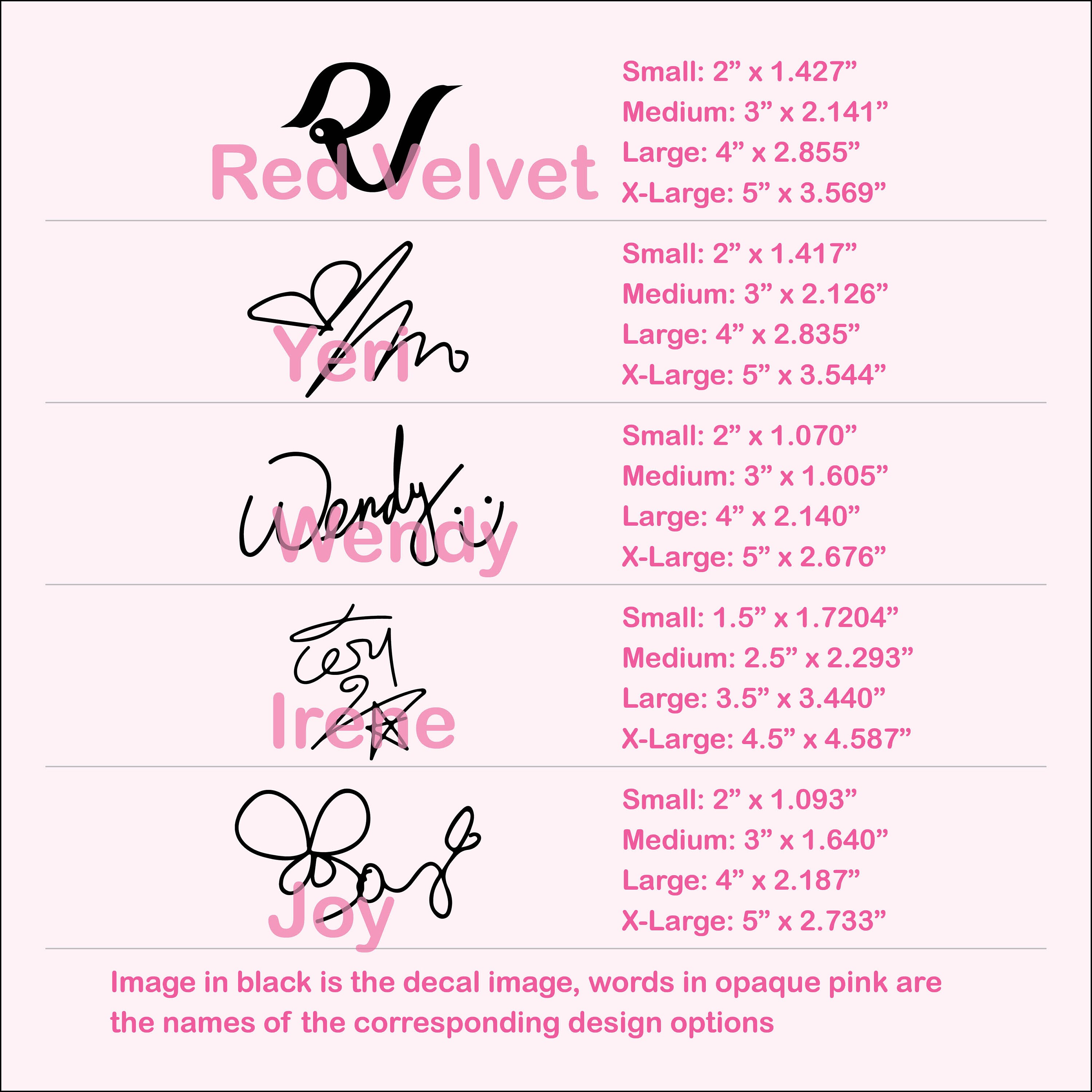 Red Velvet Decals | Logo and Signature | Vinyl Stickers | Joy