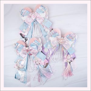 Fiocco luminoso Seventeen grande / Anime Ita Bag Deco / Orecchie di gatto / Decorazione Kpop / Portachiavi per borsa / Fiocco con nastro da concerto / Papillon