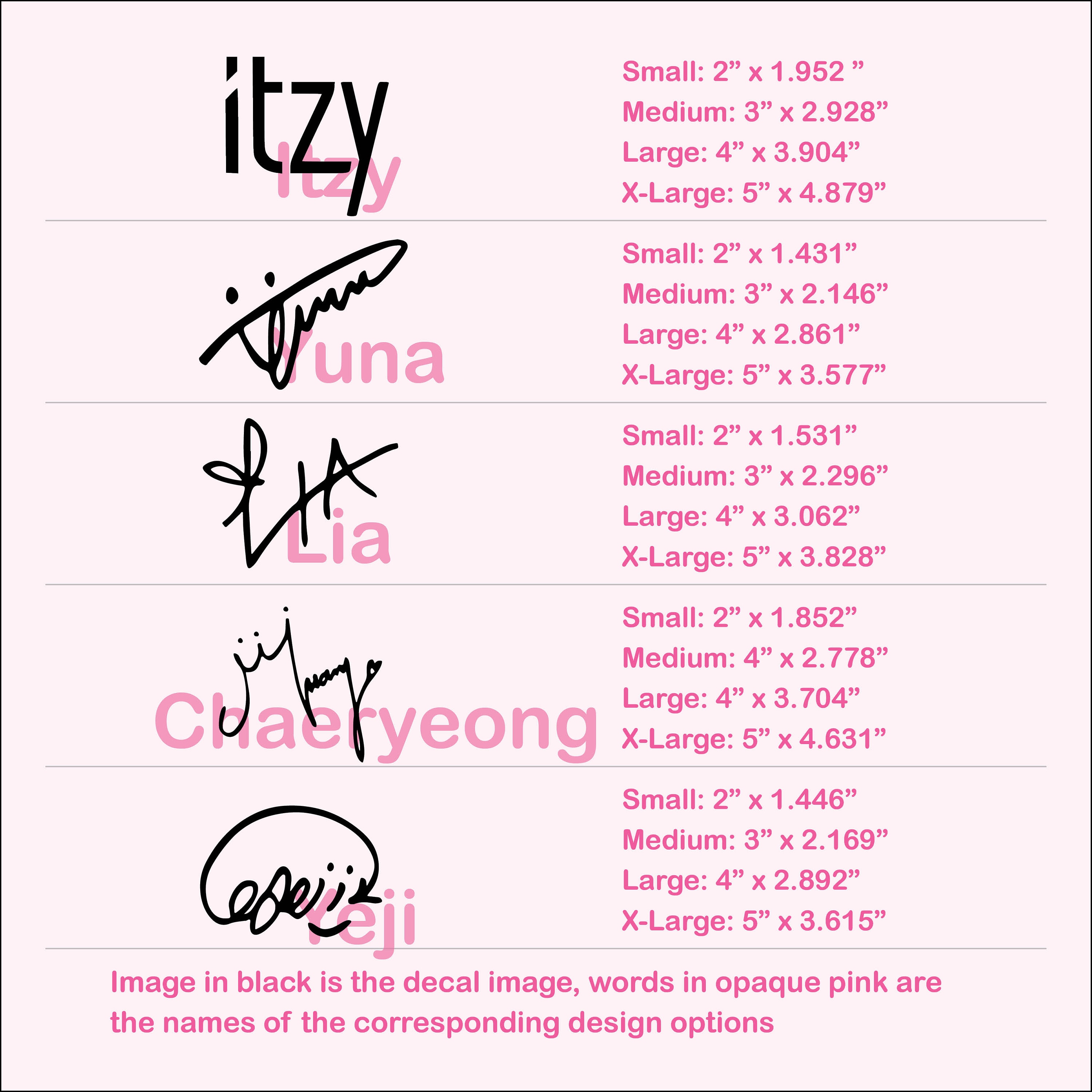 ITZY Decals | Logo and Signature | Vinyl Stickers | Yeji | Ryujin