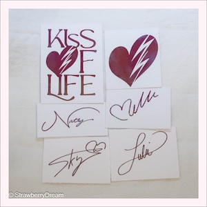 Stickers baiser de vie | Logo et signature | Autocollants en vinyle | KIOF |Collant | Natty | Julie | Belle | Haneul | Cadeau concert