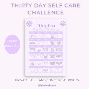 30-Day Self Care Challenge, Self Care Printable for Inner Balance, Digital Download