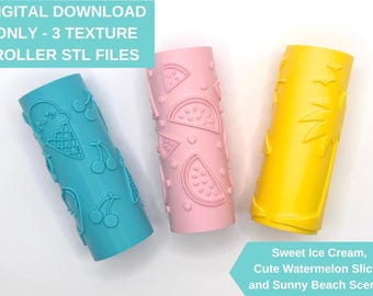 STL DIGITAL DOWNLOAD 3 Playdough Texture Rollers 3D Printer Files - Summer Activity for Kids Birthday Gift Toddler Pretend Play Dough Toys
