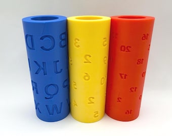 Rulli per modellare la plastilina con lettere e numeri - Giocattoli per l'apprendimento precoce stampati in 3D, metodo Montessori per attività per bambini, asilo nido e scuola materna.