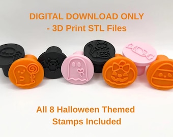 Halloween Playdoh Stamps 3D Print STL File (DIGITAL DOWNLOAD) - 8 Stamp 3D Print Files, Halloween Pretend Play Toys Toddler Girl Activities