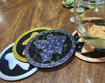 Meeple Coaster Set / 4 Pack 3D printed / customizable color and finish