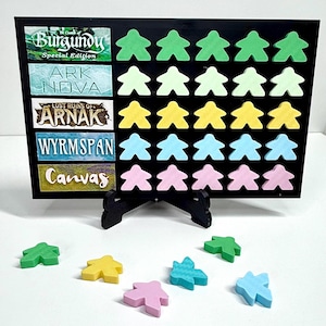 5x5 Challenge Board / Score Tracker / Magnetic Meeple Boardgame Challenge / Customizable Chalkboard Name Plates
