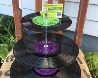 vinyl record tier- use for cupcakes, dessert, jewelry, change, etc. One of a kind by GmaJanisew