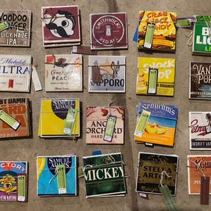 Up-Cycled Beer COASTERS- booze drink glass cup bar by GmaJanisew