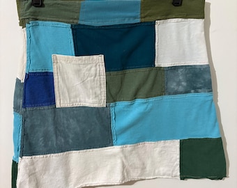 Saia patchwork azul em malha, peça única da GmaJanisew