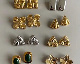 Trendy 18k Gold Color Plated Stainless Steel Statement Earrings Waterproof Fashion Charm Jewelry Women Elegant Wedding Minimalist 2024 New
