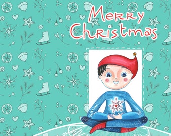 Crystal Elf , keeps his love safe and gives it to those who love! Merry Christmas! Digital Greeting card