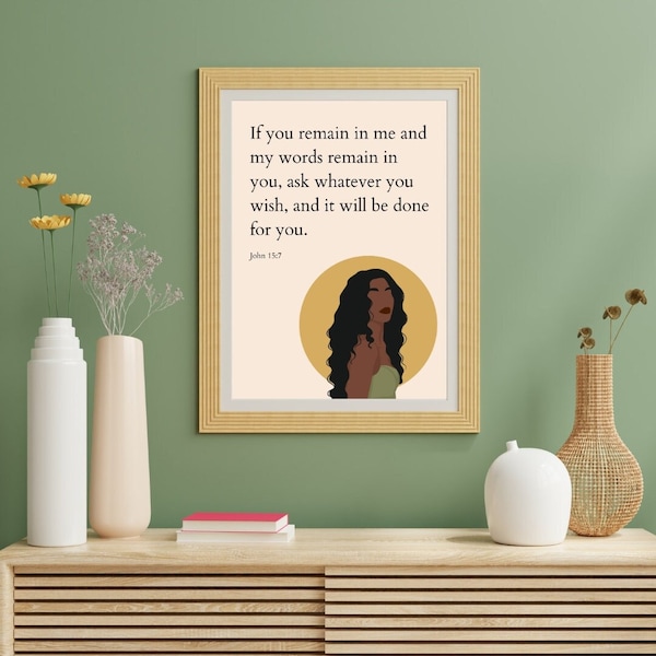 Gift for Mom - Black Woman Wall Art - Black Girl Affirmation Art - Scripture Wall Art - Bible Verse Phone Background - Digital Art Print