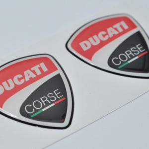 2pcs x Ducati sticker (50x47 mm) domed 3D decal logo