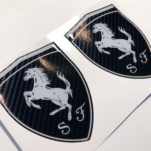 2pcs x Ferrari stickers (98x72 mm) domed decal badge accessory