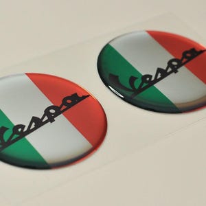 2pcs x VESPA sticker 30 mm. Domed 3D Decal logo