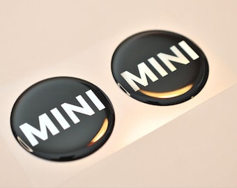 2 adesivi MIN (Ø 40 mm) con stemma MINI bombato per auto