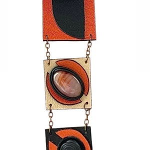 Women's necklace, leather , gemstone