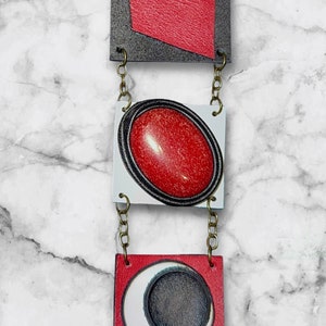 Women's necklace, leather , gemstone