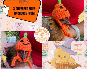 Hand Crocheted Pumpkin Jack O Lantern Hat 3 Sizes Available Bantam, Chicken, Hen, Duck Goose Turkey, Halloween Hat, Orange Pumpkin Photo Hat