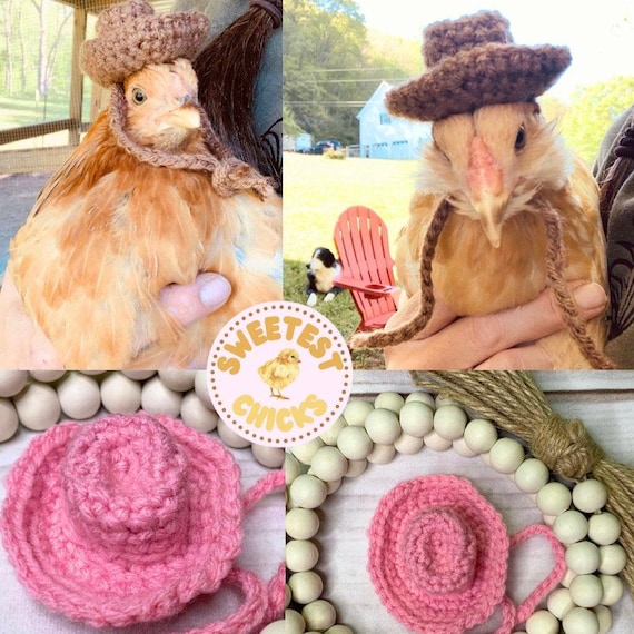 Farm Animal Photo Prop: Hand Crochet Chicken Cowboy Hat for